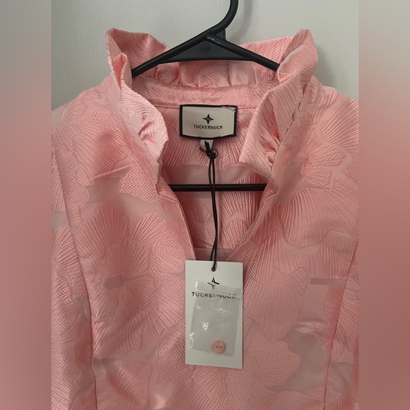 Tuckernuck Palmerston Bellini Pink Coupé Jacquard Puff Sleeve Mini Dress L - Picture 5 of 8